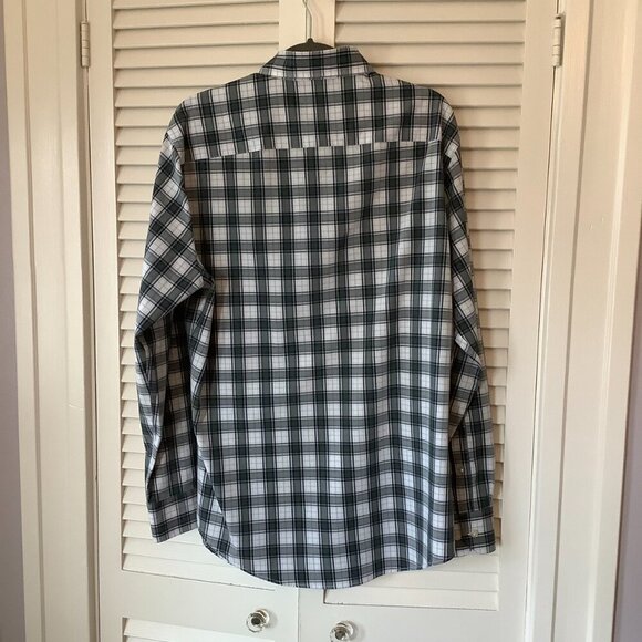 Peter Millar men's buttondown shirt large green plaid white cotton - Picture 6 of 7